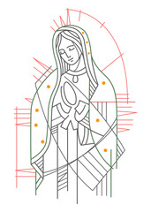 Digital illustration of Our Lady of Guadalupe - obrazy, fototapety, plakaty