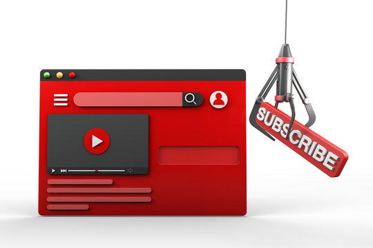 social page with a crane embedding a subscription,3d illustration
