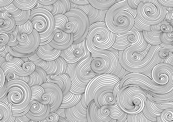 Abstract decorative vector seamless pattern with curling figured ornaments