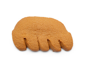 Bear paw molasses cookie on white.