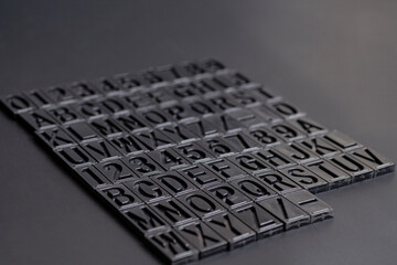 letterpress alphabet and numbers background