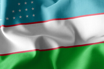3D rendering illustration flag of Uzbekistan. Waving on the wind