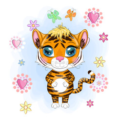 Illustrations for Chinese New Year 2022, year of the Tiger. Lunar new year 2022