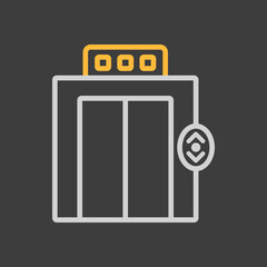 Elevator, lift flat vector icon on dark background