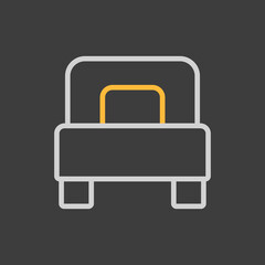Single bed flat vector icon on dark background