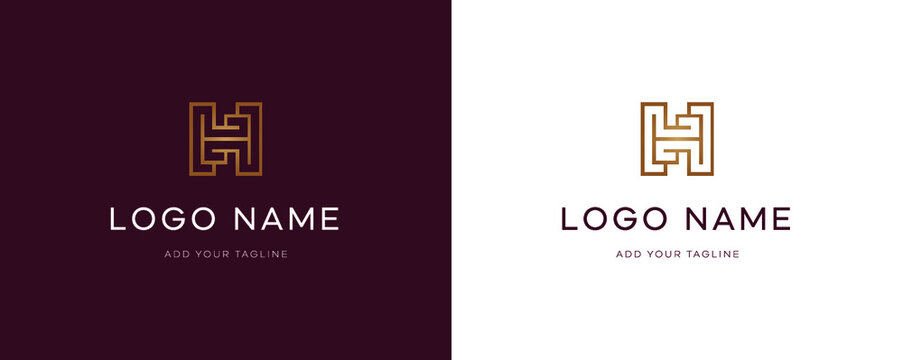 Minimalist elegant golden letter H logo design premium