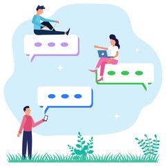 Illustration vector graphic cartoon character of send messages on social media