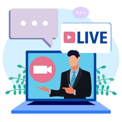 Illustration vector graphic cartoon character of live streaming news