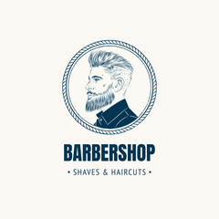 Barber shop haircuts and shaves logo. Vector illustration