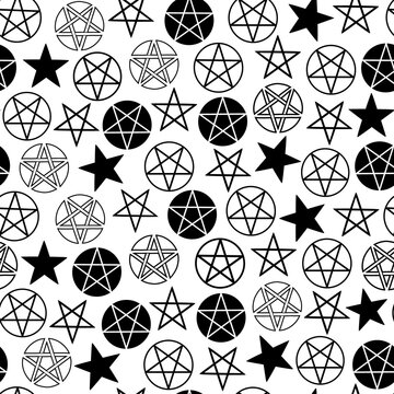 seamless pattern of pentagram on white background