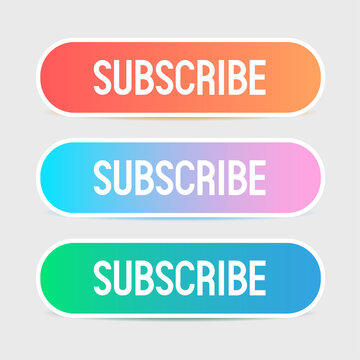 Gradient buttons Subscribe. Isolated bright buttons on background. Vector illustration.