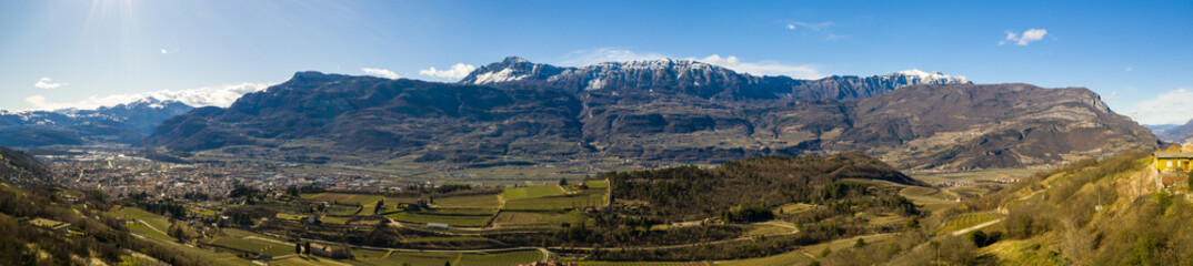 Fototapeta na wymiar Monte Ghello campi coltivati, Vallagarina, Rovereto, Trentino
