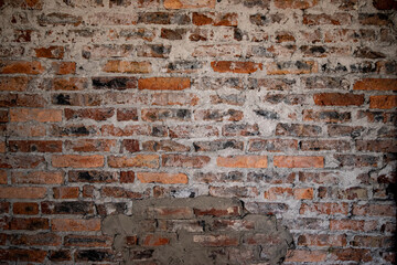 Worn grunge. Old rough stone on cement pattern wall background. Vintage grunge plaster or concrete stucco surface. Natural material abstract structure backdrop.