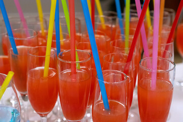 Alcoholic refreshing drink with a straw