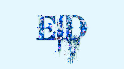 eid mubarak typography islamic celebration greeting decoration with isolaed flower on solid background