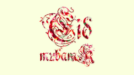 eid mubarak typography islamic celebration greeting decoration with isolaed flower on solid...