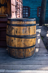 Wooden keg,barrel of beer,oak barrel.