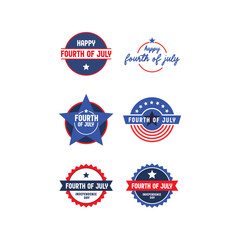 Set of 4th of July badges. Vector design for United States of America patriotic celebration. American independence day banners.
