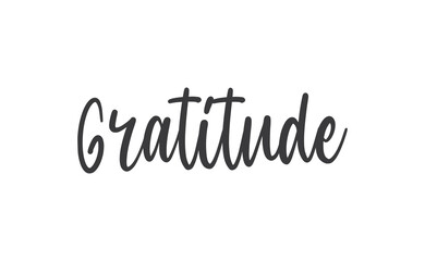 Gratitude word lettering design. Hand drawn lettering style. Thankful and motivational message.