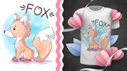 Childish cartoon character animal fox