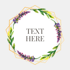 Beautiful Card with watercolor floral bouquet. Vector illustration frame