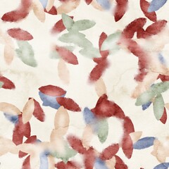 Seamless watercolor leaves trendy chic pattern for surface print. High quality illustration. Luxury sophisticated graphic design. Emotional tender romantic feeling. Paint wash bleeds in paper.