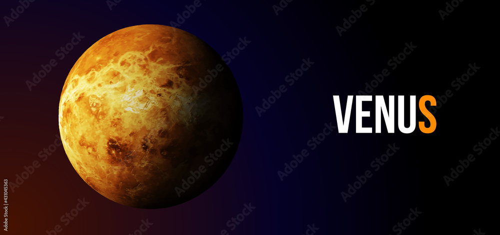 Wall mural realistic venus planet from space. vector illustration