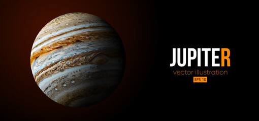 Realistic Jupiter planet from space. Vector illustration - obrazy, fototapety, plakaty