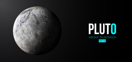 Realistic Pluto planet from space. Vector illustration - obrazy, fototapety, plakaty