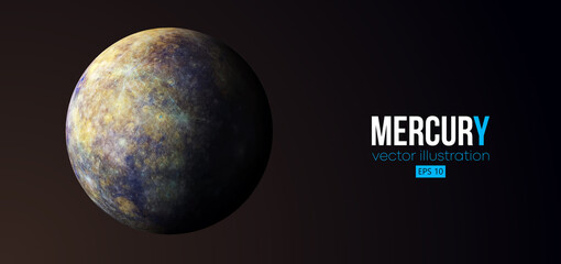 Realistic Mercury planet from space. Vector illustration