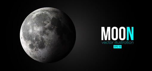 Realistic Moon planet from space. Vector illustration