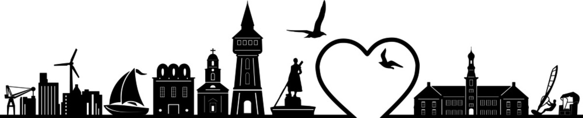 HUSUM Germany north sea City Skyline Vector
