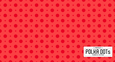 Dots pattern vector. Polka dot background. Red seamlles polka dots abstract background. Dot pattern print. Panorama view. Vector illustration