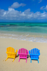 Colorful beach chairs at the beach