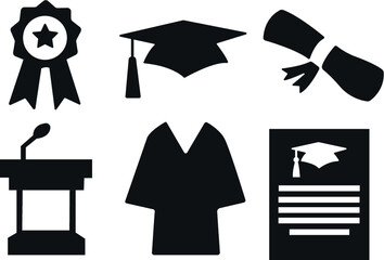 graduation icons set. Vector illustrtaion