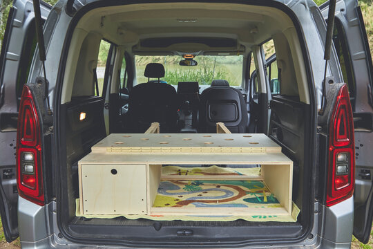 Van with camper furniture