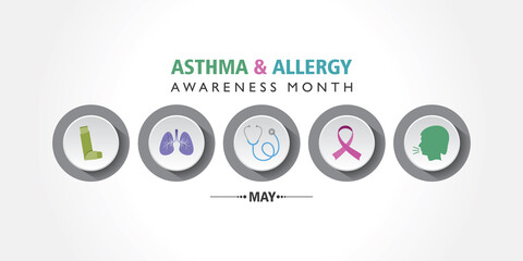 Vector illustration of asthma and allergy awareness month observed each year in May