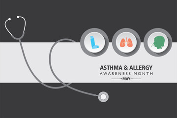 Vector illustration of asthma and allergy awareness month observed each year in May - obrazy, fototapety, plakaty