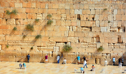 JERUSALEM ISRAEL 26 10 16: Jewish pray a the Western Wall, Wailing Wall the Place of Weeping is an...