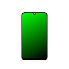 black phone smartphone with black-green gradient wallpapers screen