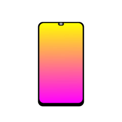 black phone smartphone with yellow-pink gradient wallpapers screen