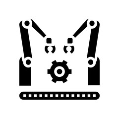 factory conveyor car glyph icon vector. factory conveyor car sign. isolated contour symbol black illustration