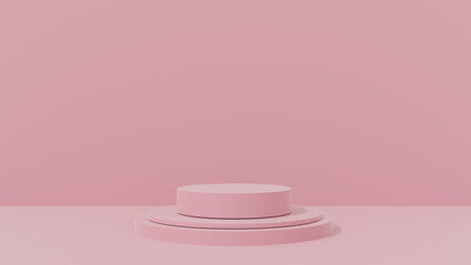 Abstract background for product display presentation, podium is pink color podium center display minimal, 3d rendering.