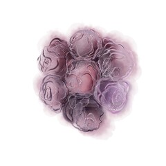rose petals on white background abstract fluid art technique 