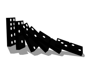 Falling domino bones on a white background. Symbol. Vector illustration.