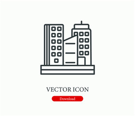 Obraz premium Building vector icon. Editable stroke. Linear style sign for use on web design and mobile apps, logo. Symbol illustration. Pixel vector graphics - Vector