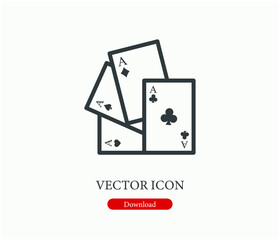 Playing cards vector icon.  Editable stroke. Linear style sign for use on web design and mobile apps, logo. Symbol illustration. Pixel vector graphics - Vector