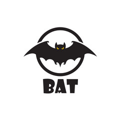 emblem of halloween flying bat isolated on white background