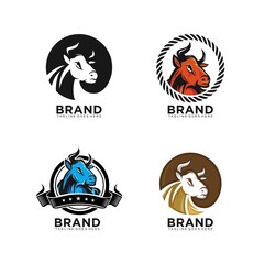 Head bull logo with variation design set