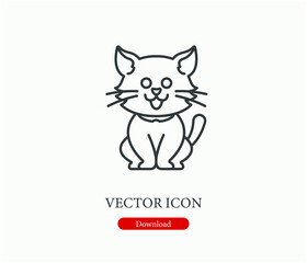 Cat vector icon.  Editable stroke. Linear style sign for use on web design and mobile apps, logo. Symbol illustration. Pixel vector graphics - Vector